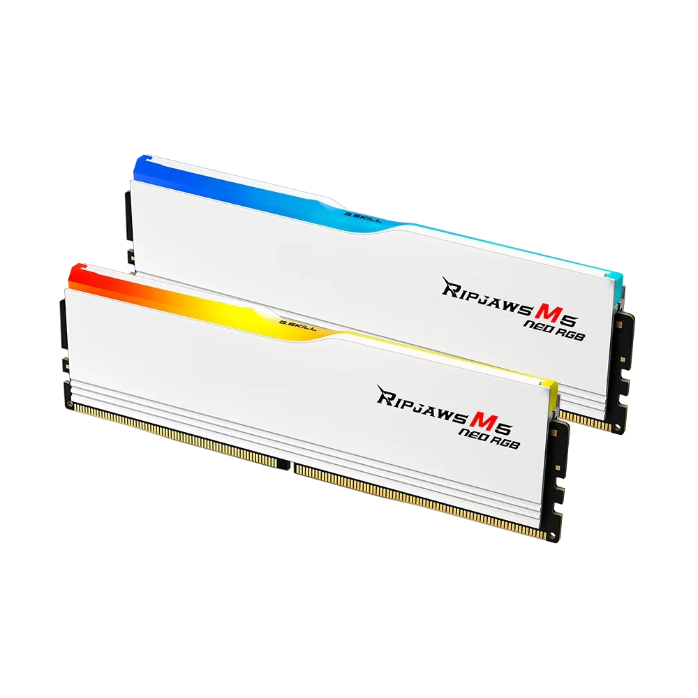 G.SKILL Ripjaws M5 Neo DDR5-6400Mhz CL32-40-40-102 1.40V 32GB Kit2 (2x16GB)AMD EXPO Memória Fehér