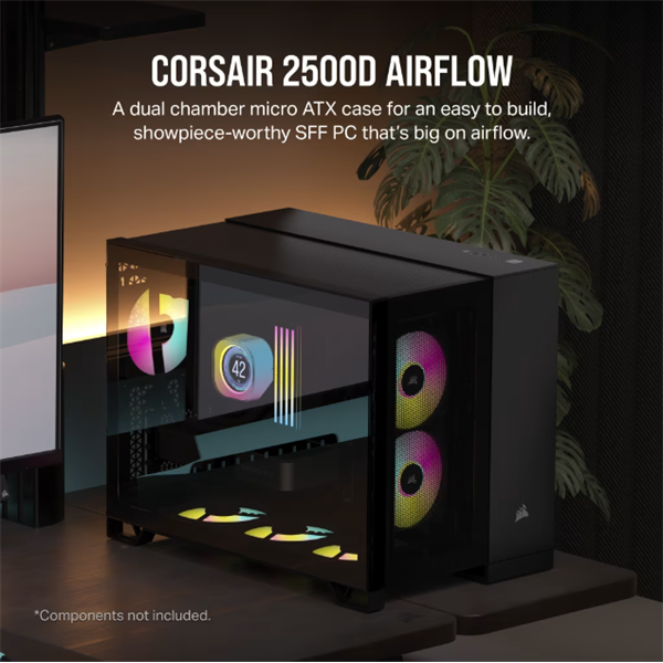 CORSAIR 2500D Airflow Tempered Glass Mid-Tower számítógépház fekete