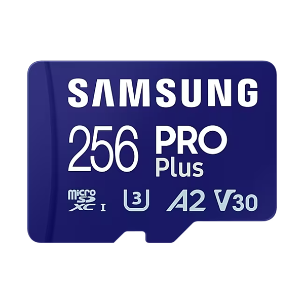 SAMSUNG PRO Plus microSDXC kártya 256GB, CLASS 10, UHS-I, U3, V30, A2, + Adapter, R180/W130 Memóriakártya
