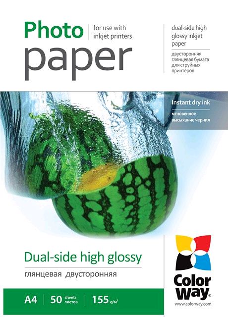 ColorWay CW-PGD220050A4 High Glossy kétoldalas fotópapír A4/50db fényes ColorWay CW-PGD220050A4 High Glossy kétoldalas fotópapír A4/50db fényes