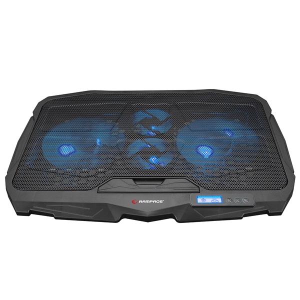 Rampage 17"-ig - AD-RC4 Blue fém rács 2x12,5cm+2x7cm venti Notebook Hűtőpad kék Rampage 17"-ig - AD-RC4 Blue fém rács 2x12,5cm+2x7cm venti Notebook Hűtőpad kék