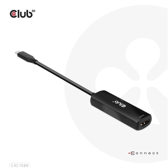 Club3D USB Gen2 Type-C to HDMI 8K60Hz or 4K120Hz HDR10+ with DSC1.2 with Power Delivery 3.0 Active Adapter M/F Club3D USB Gen2 Type-C to HDMI 8K60Hz or 4K120Hz HDR10+ with DSC1.2 with Power Delivery 3.0 Active Adapter M/F