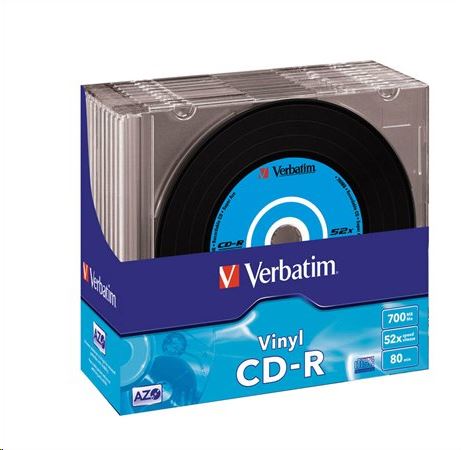 Verbatim 80'/700MB 52x CD lemez Vinyl slim tokos 10db/cs  (43426)