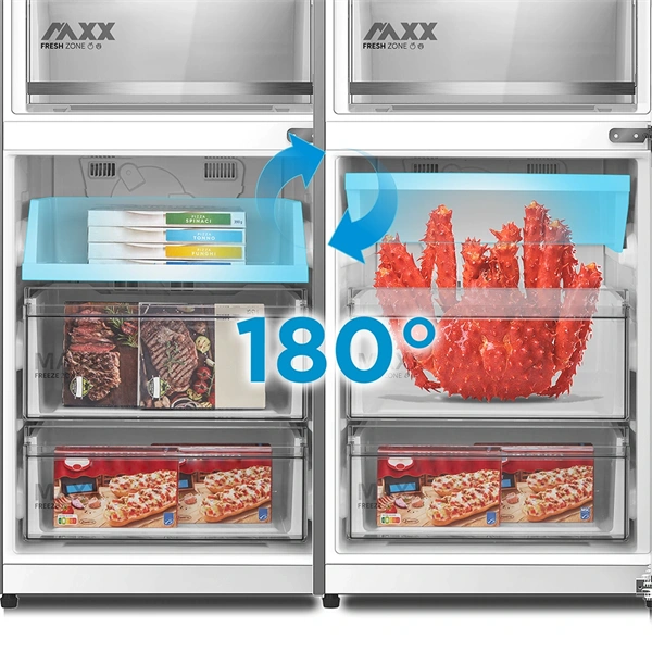 Midea MDRB548MME46 Space master Hűtő: 271L  Fagyasztó:130L alulfagyasztós hűtőszekrény Inox