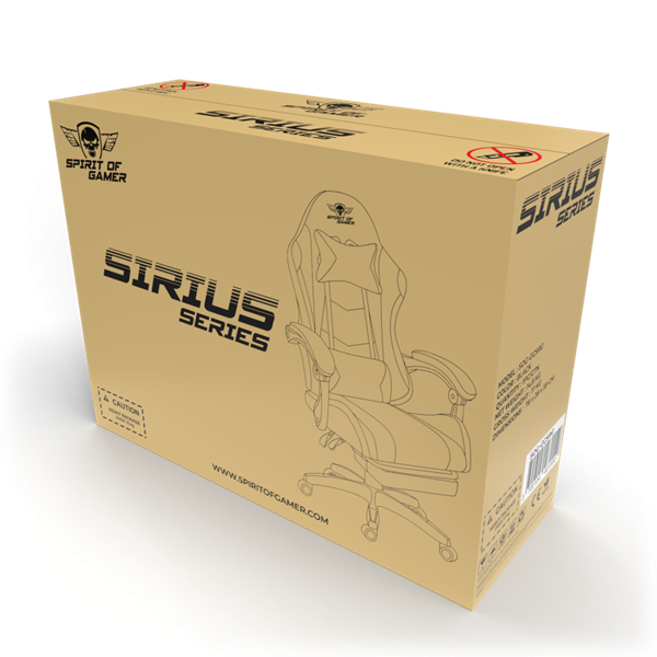 Spirit of Gamer SIRIUS RGB állítható dőlés/magasság kihajtható lábtartó max.120kg-ig Gamer  szék    Fekete