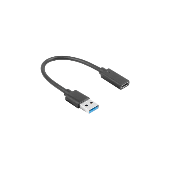 Lanberg USB-C (F) 3.1->USB-A (M) adapter kábel, 15 cm, fekete