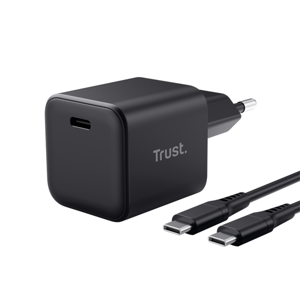 Trust  Maxo Ultra-small  65W  USB-C  + 2m kábel Telefon töltő Fekete