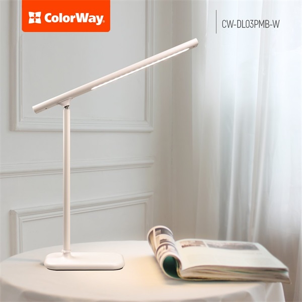 COLORWAY CW-DL03PMB-W Asztali LED lámpa beépített akkumulátor forgatható 252 lm Fehér  