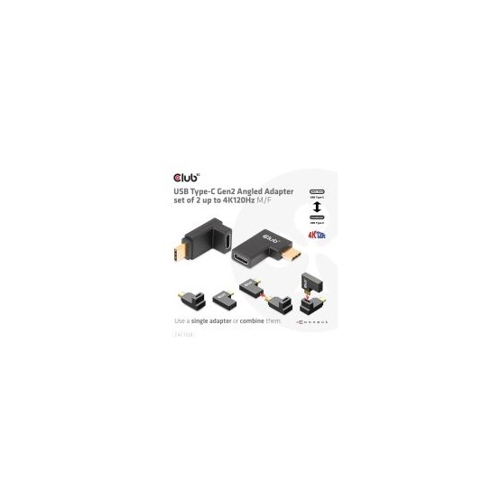  Club3D USB Type-C Gen2 Angled Adapter set of 2 up to 4K120Hz M/F