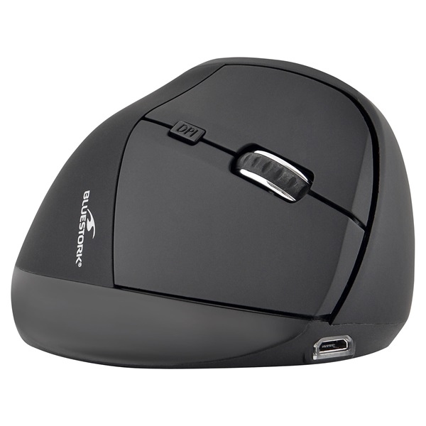 Bluestork  M-WL-ERGO-BK Ergonomic Rechargeable optikai Vezeték nélküli Egér fekete 