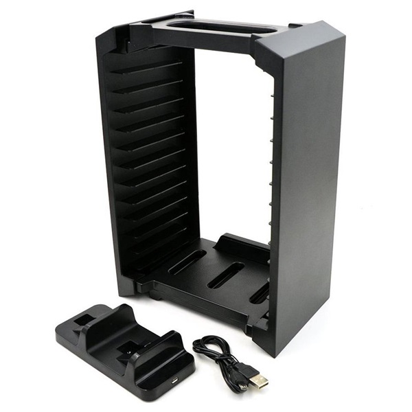 FroggieX Charge & Disc Tower PS4 dual töltőállomás + lemez tartó állvány