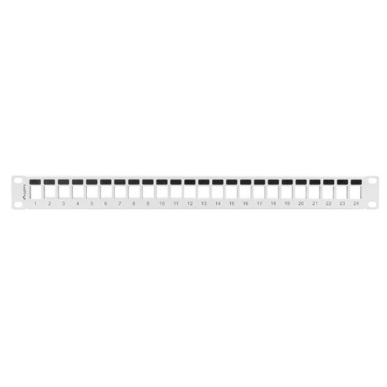 Lanberg Üres patch panel 24 port 1U 19" tehermentesítővel, szürke