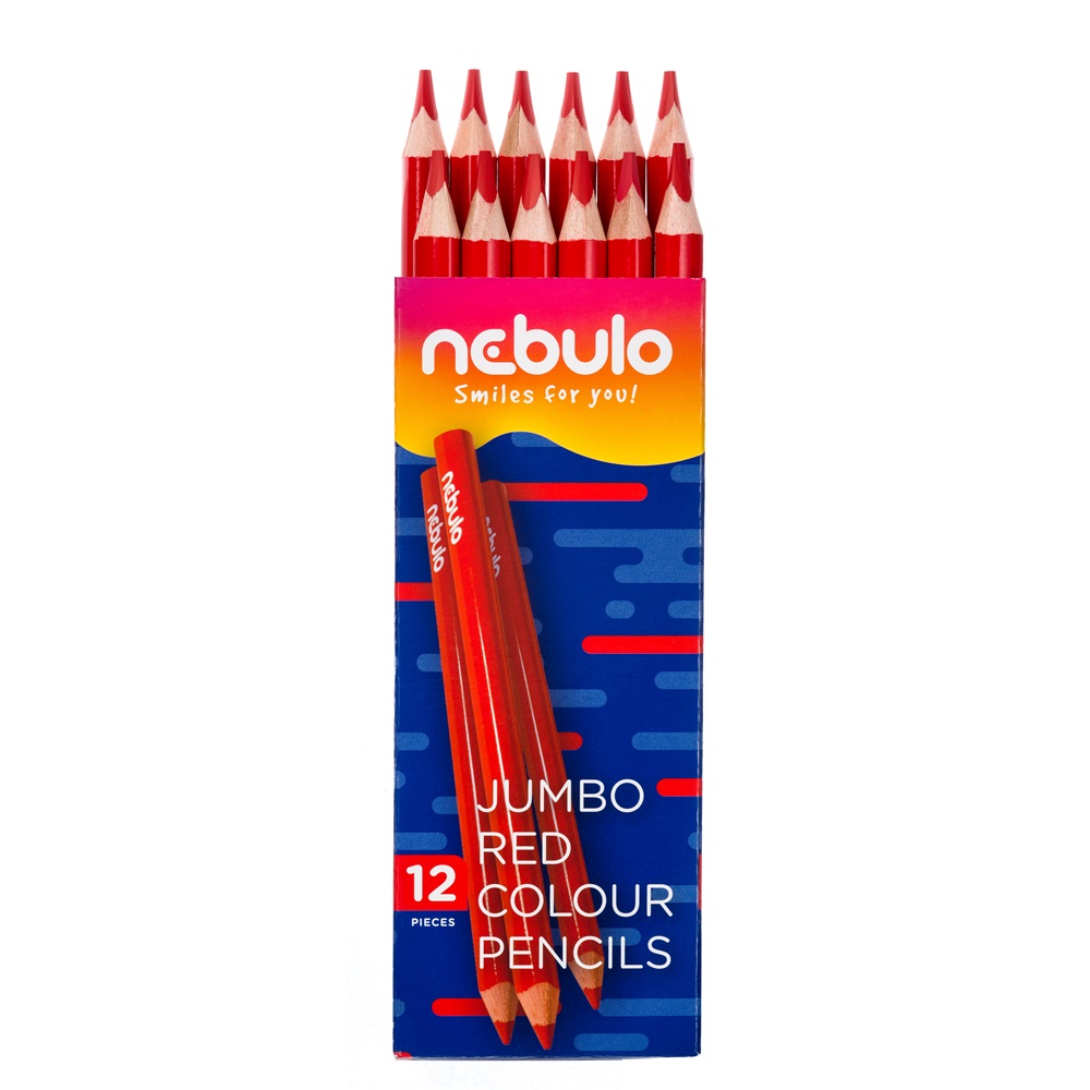 Nebuló Színes ceruza, jumbo háromszög,  piros (JPC-TR-1)