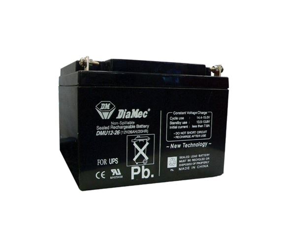 Diamec zselés ólomsavas gondozásmentes akkumulátor 12V 26 000mAh 175x165x125mm (DMU12-26) Diamec zselés ólomsavas gondozásmentes akkumulátor 12V 26 000mAh 175x165x125mm (DMU12-26)