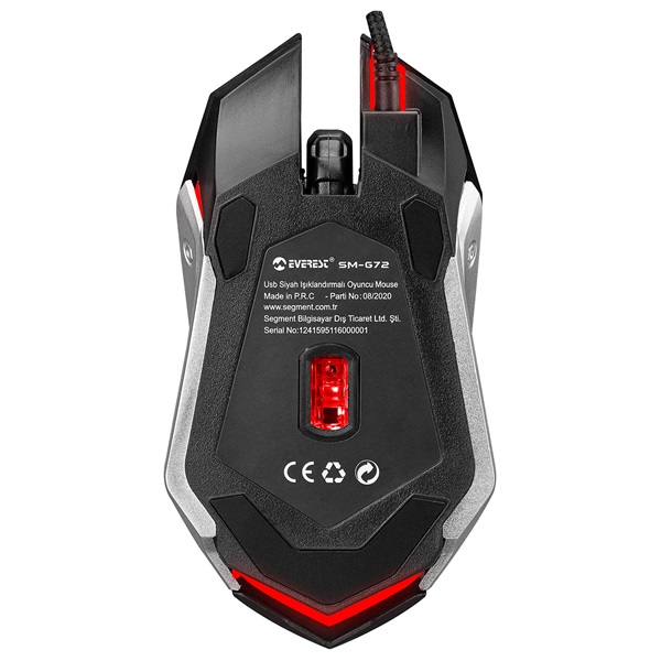 Everest SM-G72   1200 DPI optikai fekete RGB LED Egér