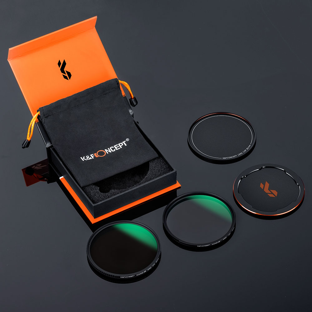 K&F Concept NANO-X series, MCUV + CPL szűrő, vízlepergető, karcálló, fém objektívsapka + tok, 58mm