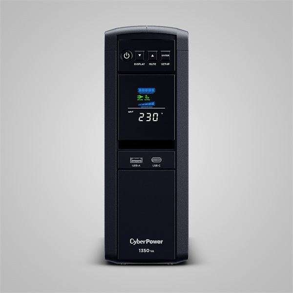 CYBERPOWER CP1350EPFCLCD UPS gaming 6xSCHU 2xUSB 1350VA 810W 230V  színuszus szünetmentes tápegység 