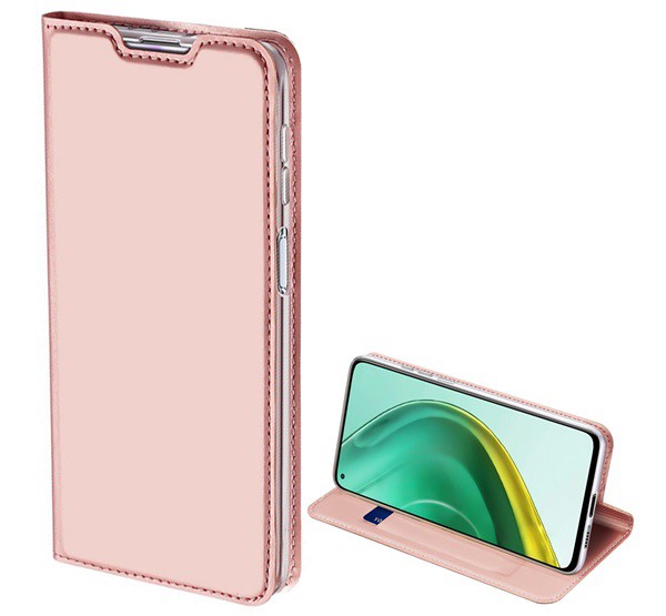 DUX DUCIS SKIN PRO tok álló, bőr hatású (FLIP, oldalra nyíló, bankkártya tartó, asztali tartó funkció) ROZÉARANY [Xiaomi Mi 10T Pro 5G]