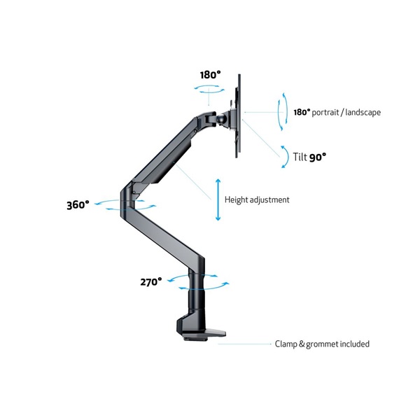 MULTIBRACKETS Asztali konzol  M VESA Gas Lift XL Single Black  15- 38" 