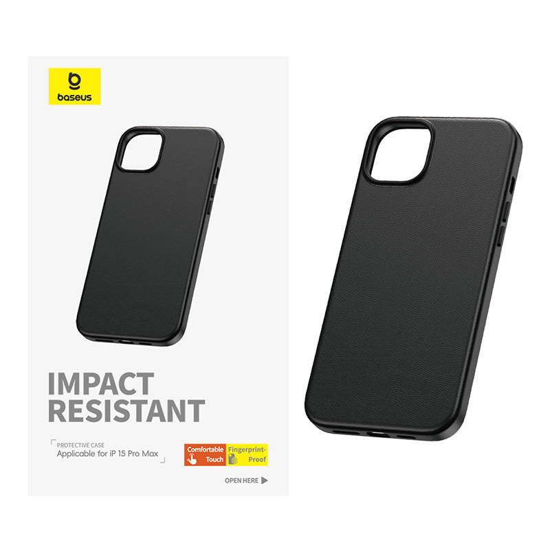 Phone Case for iPhone 15 ProMax Baseus Fauxther Series (Black) Phone Case for iPhone 15 ProMax Baseus Fauxther Series (Black)