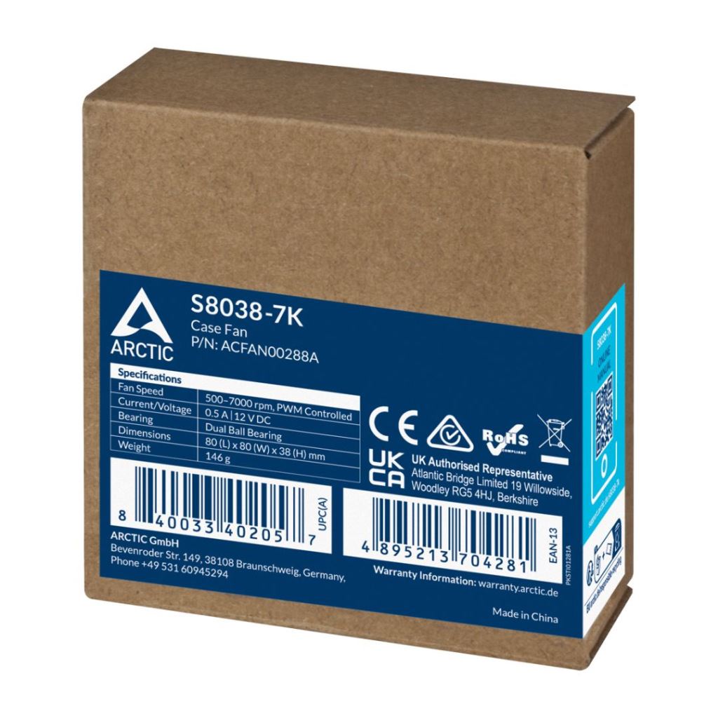 Arctic S8038-7K ház hűtő ventilátor 8cm fekete  ACFAN00288A 