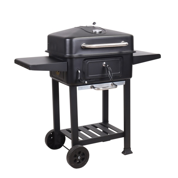 TOO BG-200B fekete BBQ faszenes grillkocsi két oldalsó asztallal