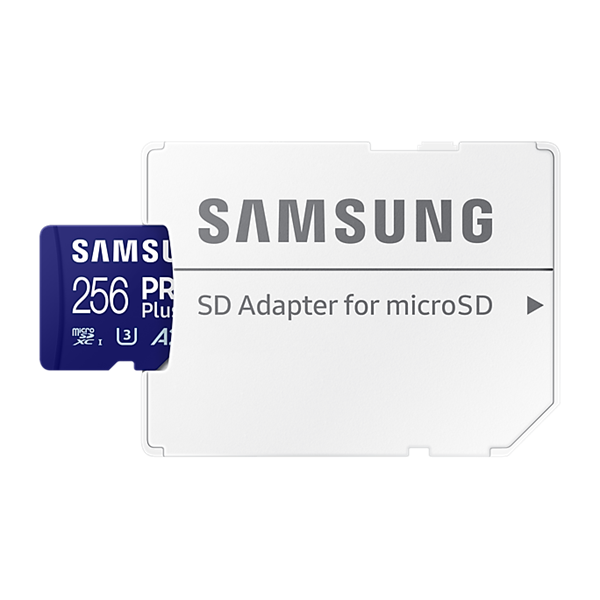 SAMSUNG PRO Plus microSDXC kártya 256GB, CLASS 10, UHS-I, U3, V30, A2, + Adapter, R180/W130 Memóriakártya
