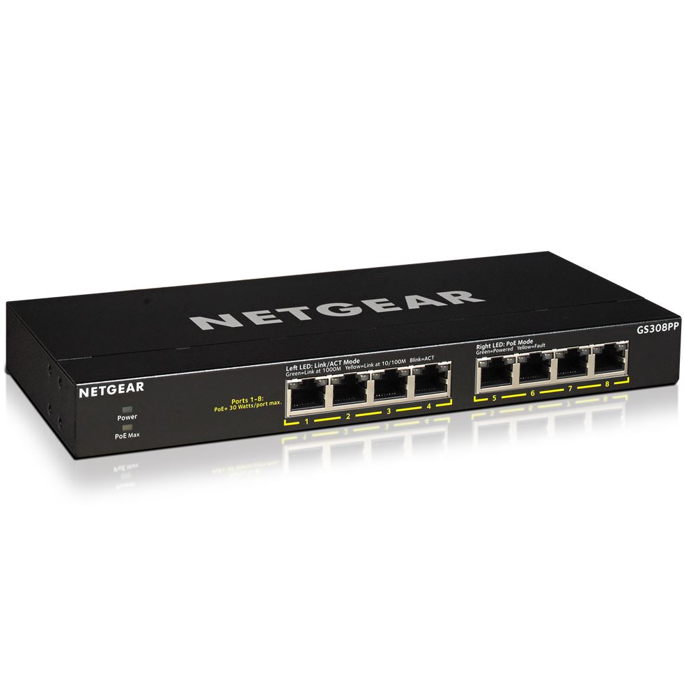 Netgear GS308PP-100EUS 8 portos Gigabit switch Netgear GS308PP-100EUS 8 portos Gigabit switch