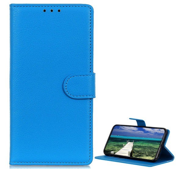 Tok álló, bőr hatású (FLIP, oldalra nyíló, asztali tartó funkció, prémium) VILÁGOSKÉK [Samsung Galaxy S22 Plus 5G (SM-S906)]