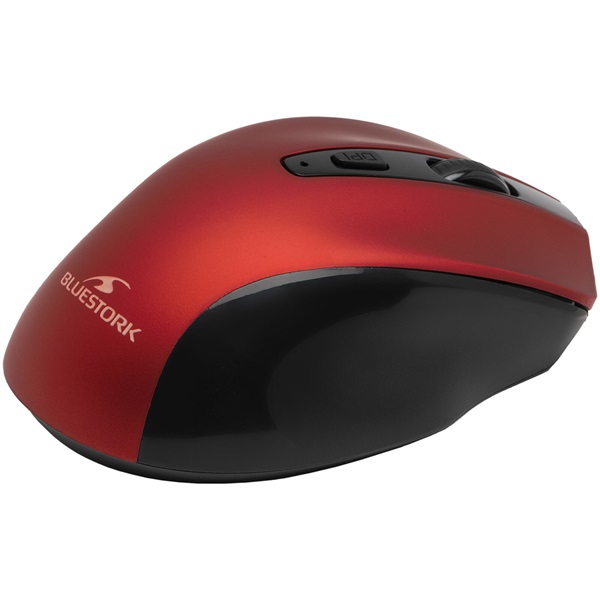 Bluestork   M-WL-OFF75-RED Rechargeable 1600 DPI  6 gomb  optikai Vezeték nélküli Egér Piros 