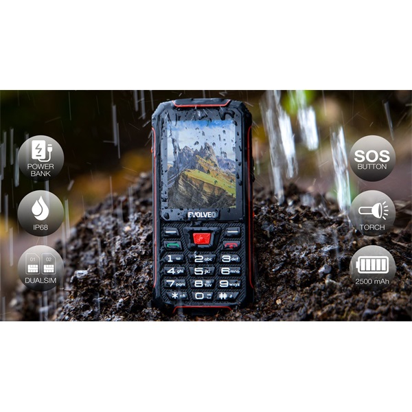 EVOLVEO Strongphone W4 2,8" DualSIM  mobiltelefon fekete-piros