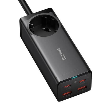 Baseus hálózati hosszabbító 2xUSB, 2xUSB-C csatlakozóval fekete (PSZM000401) Baseus hálózati hosszabbító 2xUSB, 2xUSB-C csatlakozóval fekete (PSZM000401)
