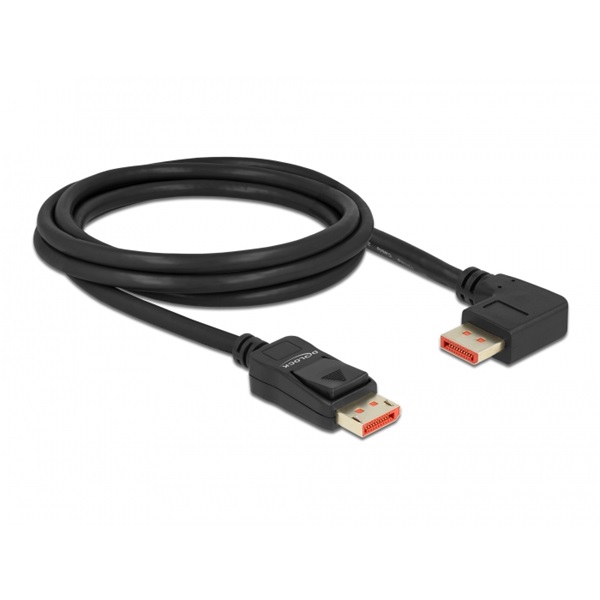 Delock 87063 2m DisplayPort 8K 60Hz apa egyenes - apa 90°-ban jobbra hajlított kábel Delock 87063 2m DisplayPort 8K 60Hz apa egyenes - apa 90°-ban jobbra hajlított kábel