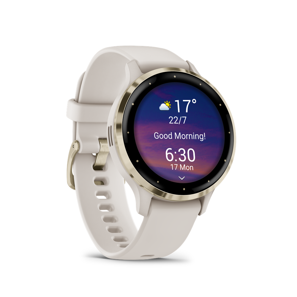  Garmin Venu 3S francia szürke-krémarany, bőr és szilikon szíjjal okosóra