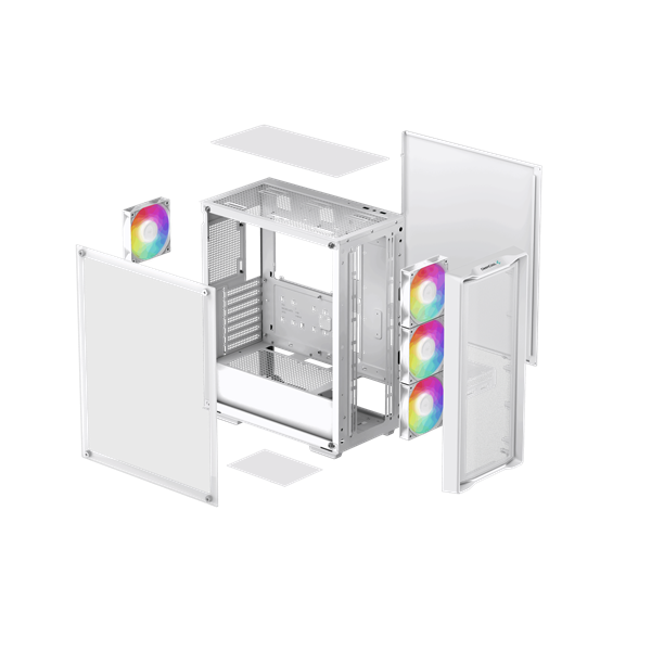 DeepCool CC560 MESH WH V2  ablakos  4x12cm A-RGB ventilátor ATX  Számítógépház fehér 