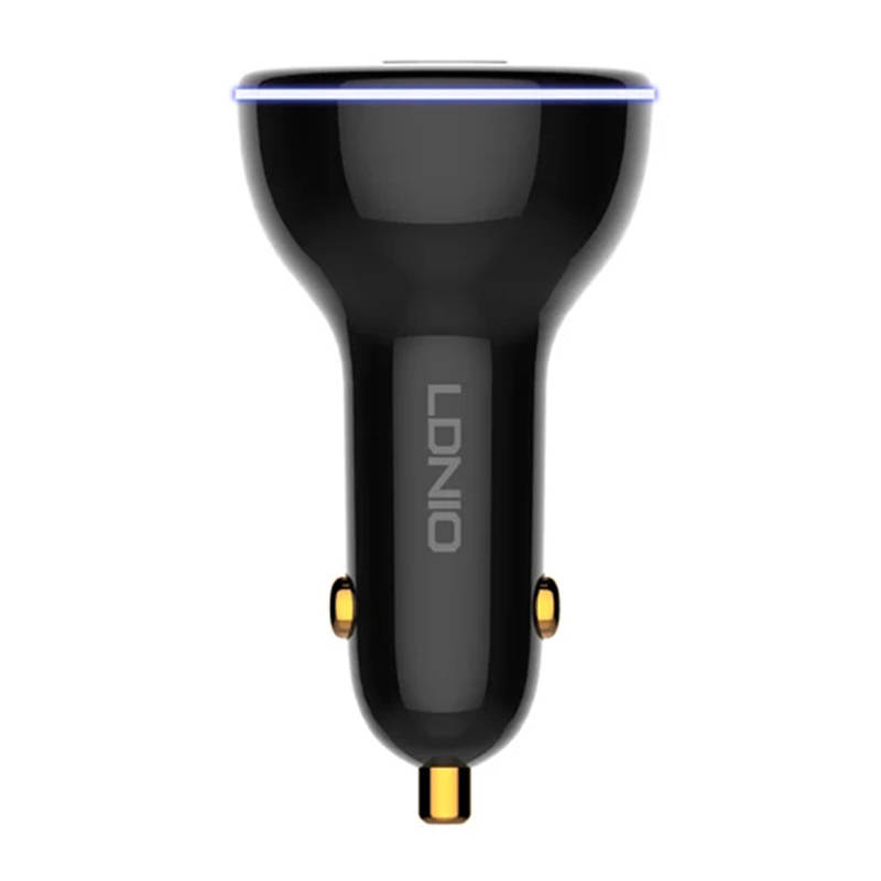 LDNIO C102 Car Charger, USB + 2x USB-C, 160W + USB-C to Lightning Cable (Black)