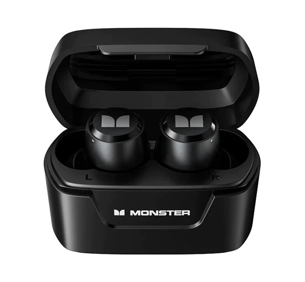 Monster XKT05 bluetooth fülhallgató SZTEREO (v5.2, TWS, zajszűrő, mikrofon, LED + töltőtok) FEKETE (XKT05_BLK)