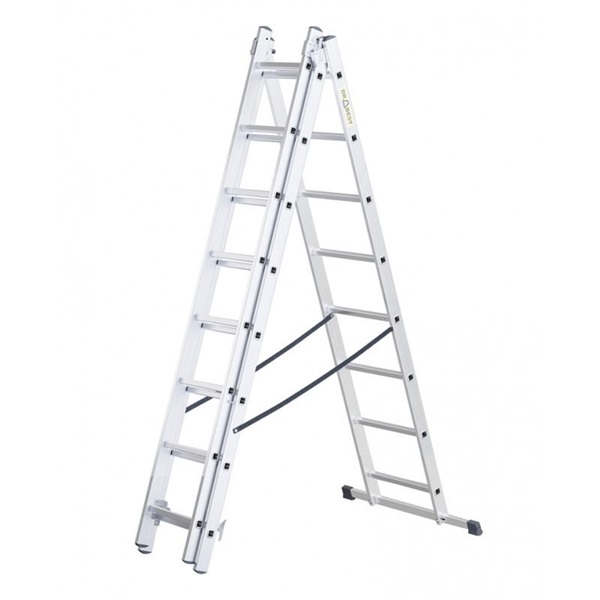 DRABEST HOME 3x8 lépcsős multifunkcionális alumínium létra, kitolható, összecsukható