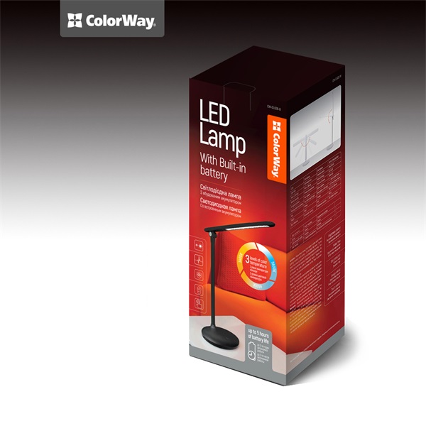 COLORWAY CW-DL02B-B Asztali LED lámpa beépített akkumlátor Fekete  