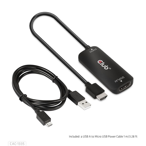   Club3D HDMI + Micro USB to DisplayPort 4K120Hz or 8K30Hz Active Adapter  