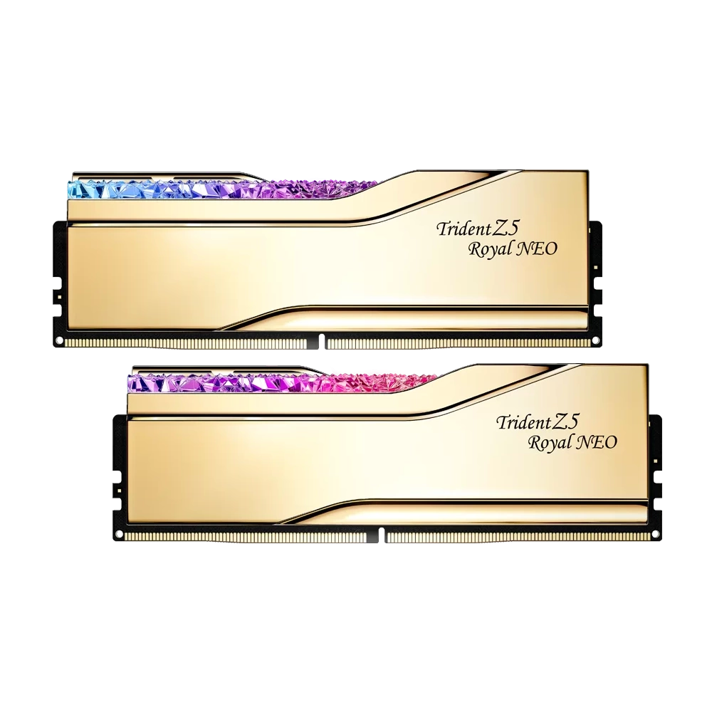 G.SKILL Trident Z5 ROYAL Neo 32GB Kit2 (2 x 16GB) DDR5 8000Mhz CL38-48-48-128 1.45V Memória Arany