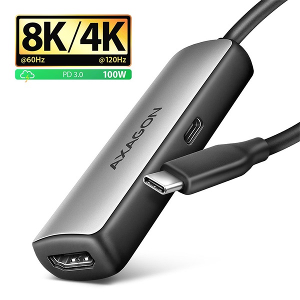 AXAGON RVC-HI8KPD USB-C > HDMI 2.1 Adapter 100W