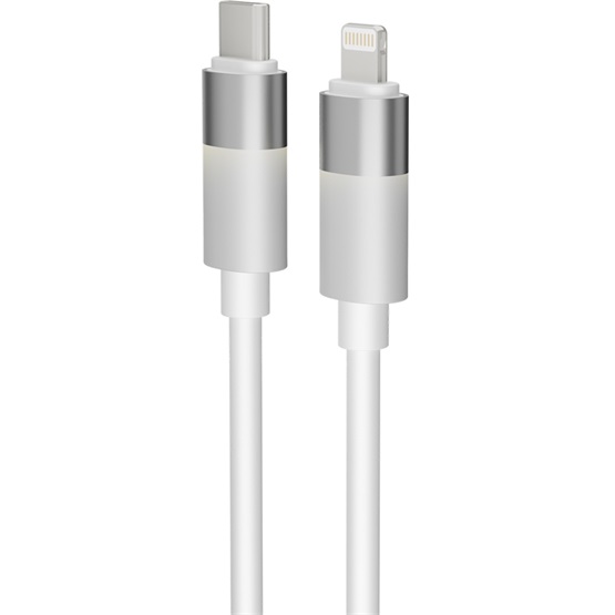 AVAX CB314 GLOWY 27W USB-C - Lightning gyorstöltő kábel 1m Fehér