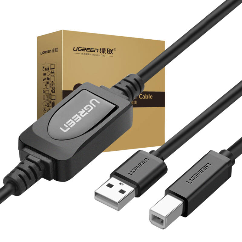 UGREEN US122 aktív USB 2.0 AB nyomtatókábel, 10 m (fekete) UGREEN US122 aktív USB 2.0 AB nyomtatókábel, 10 m (fekete)