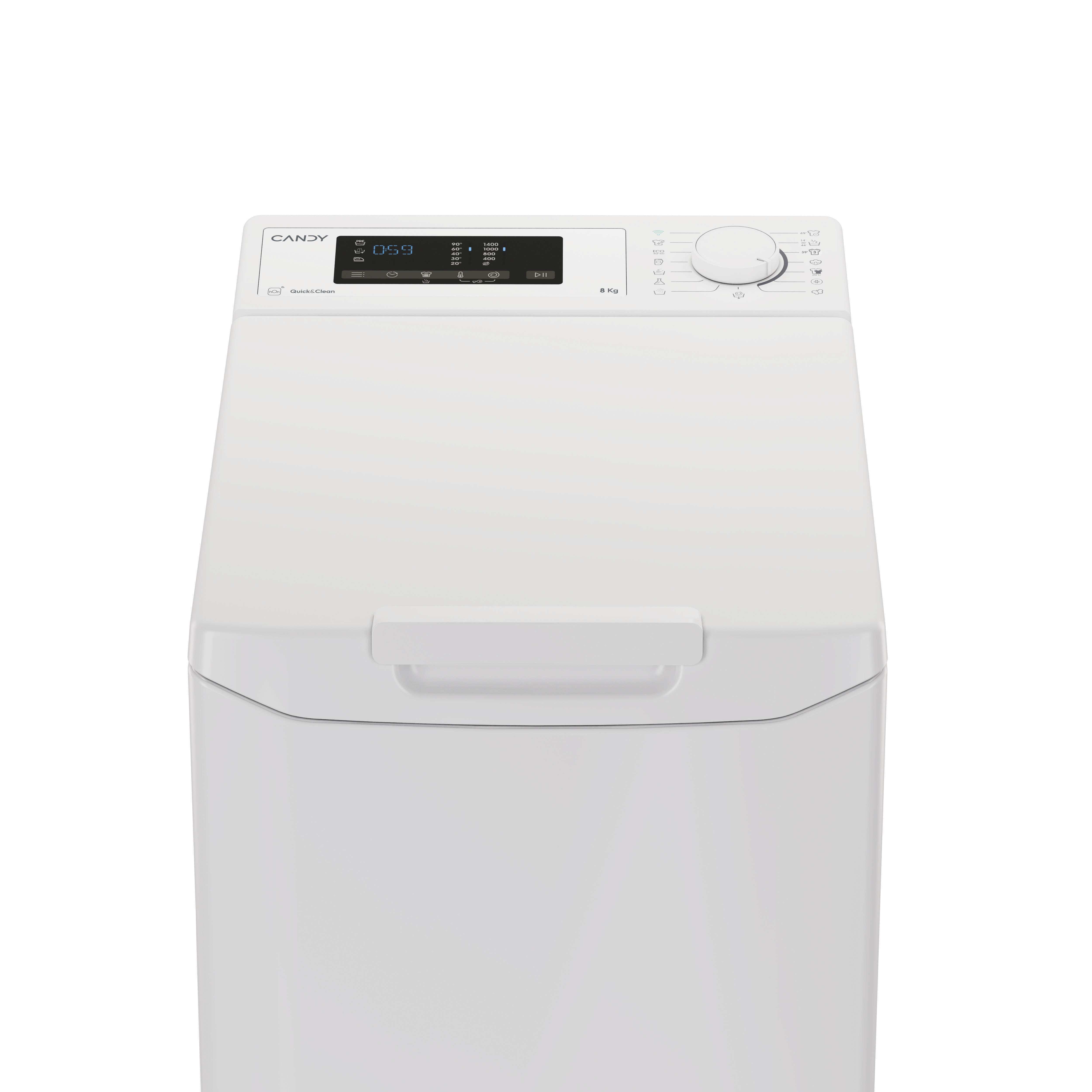Candy TCA483D2-S Felültöltős mosógép - 8 Kg, 1400 Fordulat/perc, D Energiaosztály Candy TCA483D2-S Felültöltős mosógép - 8 Kg, 1400 Fordulat/perc, D Energiaosztály