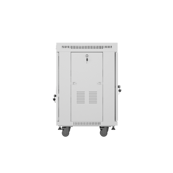 Lanberg 19" szabadon álló rack szekrény 15U/600X600 üvegajtó, lapraszerelt, LCD kijelző, szürke V2