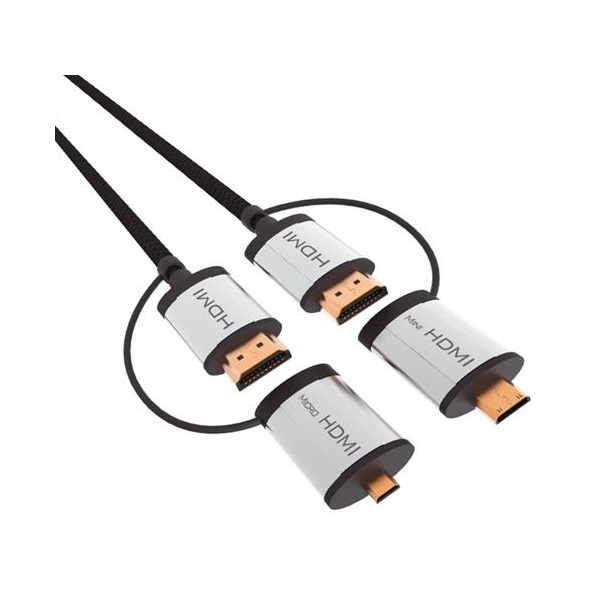 OMEGA Kábel HDMI - HDMI v1.4, 1,5m miniHDMI és microHDMI adapterrel, fekete (OCHBA1G) OMEGA Kábel HDMI - HDMI v1.4, 1,5m miniHDMI és microHDMI adapterrel, fekete (OCHBA1G)