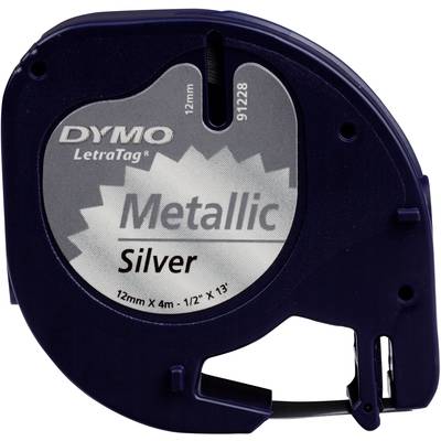 DYMO feliratozószalag LetraTag, 12mm, ezüst/fekete, fém, S0721730