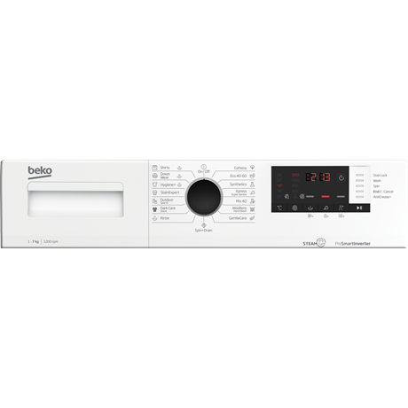 Beko WUE7612XBWS Elöltöltős mosógép - 7 kg, 1200 ford./perc, A Energiaosztály, SteamCure gőz technológia Beko WUE7612XBWS Elöltöltős mosógép - 7 kg, 1200 ford./perc, A Energiaosztály, SteamCure gőz technológia