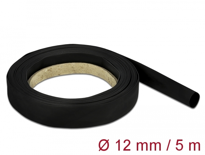 Delock Fekete zsugorcső 5 m x 12 mm (18939)